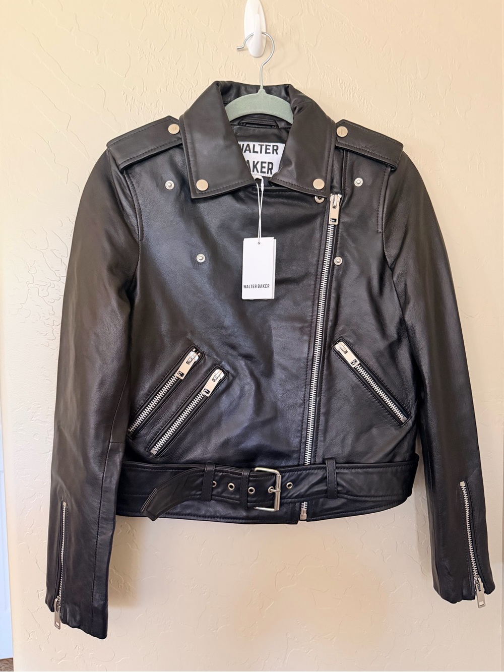Walter Baker Black Leather Asymmetric Moto Jacket